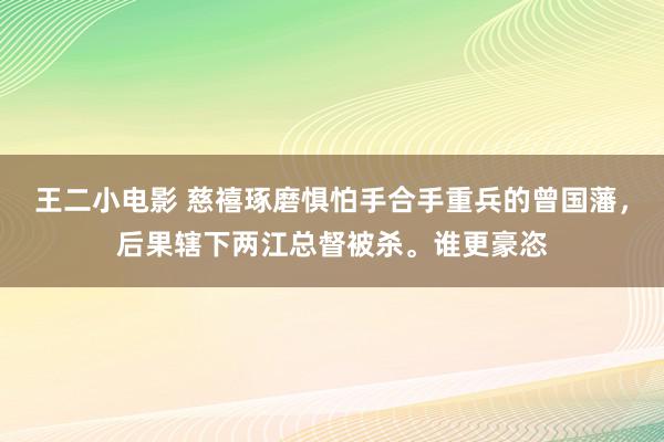 王二小电影 慈禧琢磨惧怕手合手重兵的曾国藩，后果辖下两江总督被杀。谁更豪恣