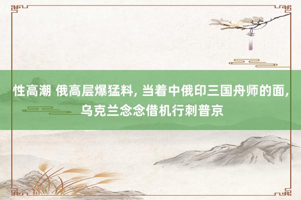 性高潮 俄高层爆猛料, 当着中俄印三国舟师的面, 乌克兰念念借机行刺普京