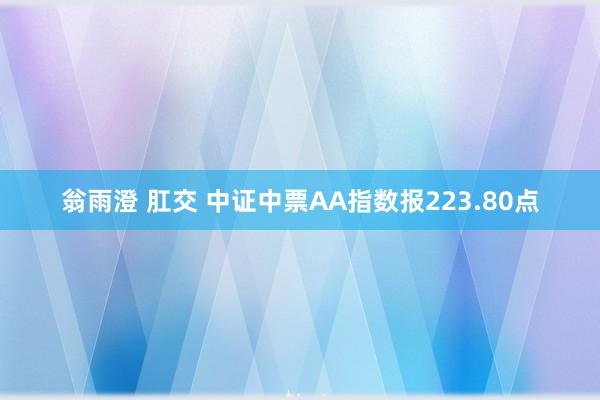 翁雨澄 肛交 中证中票AA指数报223.80点