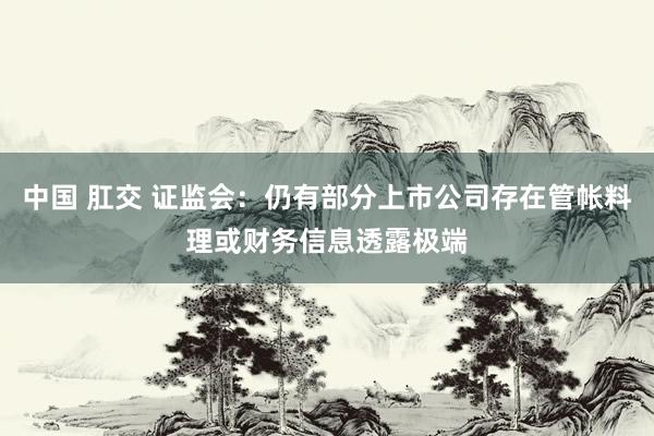 中国 肛交 证监会：仍有部分上市公司存在管帐料理或财务信息透露极端